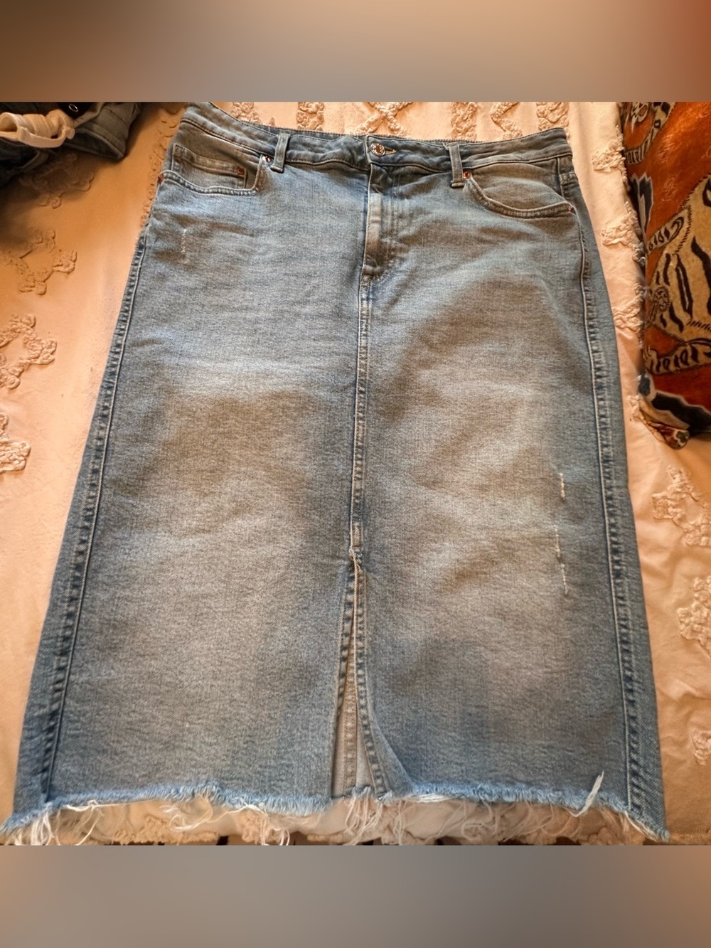 H&M Light Blue Denim Midi Skirt